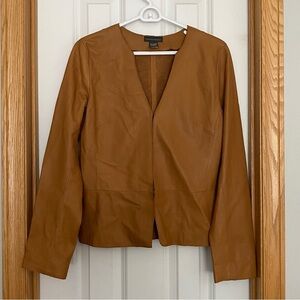 Vintage Banana Republic Buttery Leather Hook & Eye Closure Peplum Shirt Sz 8